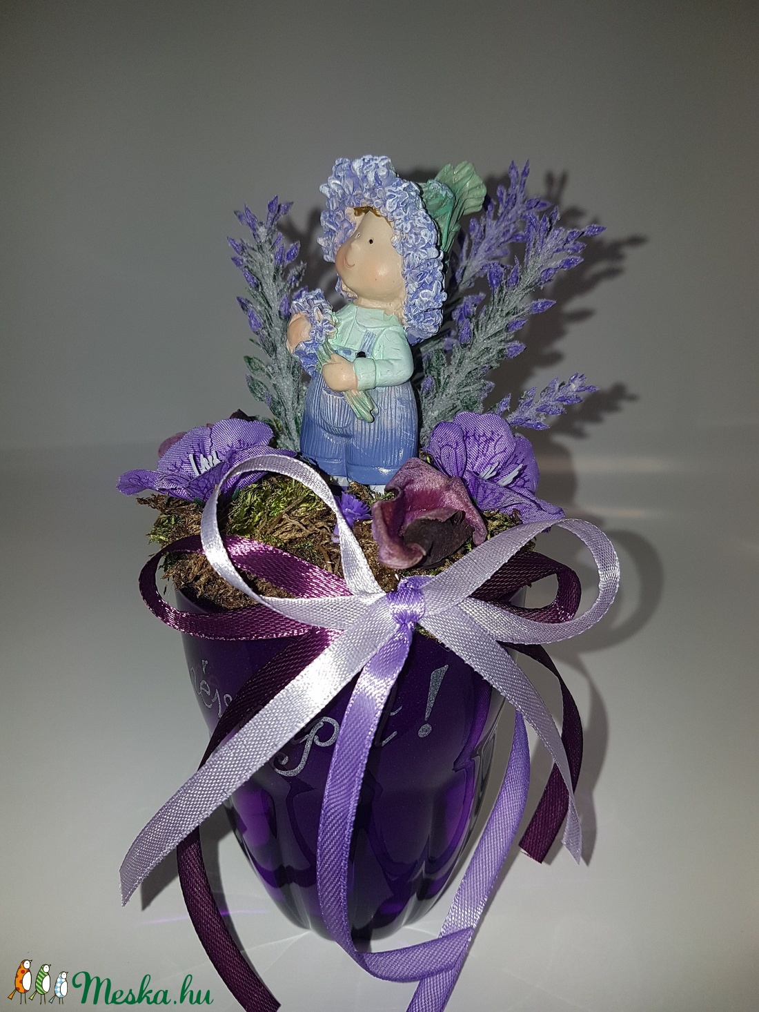 Boldog névnapot Levendulás, lila figurás dísz -  - Meska.hu