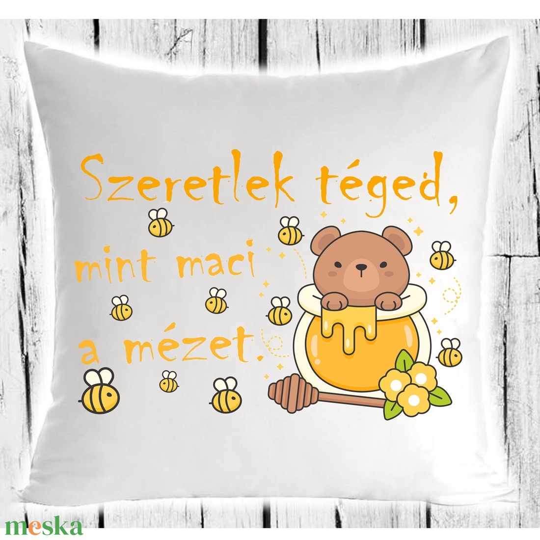 Szeretlek téged,  mint maci a mézet párna - otthon & életmód - lakástextil - párna & párnahuzat - Meska.hu