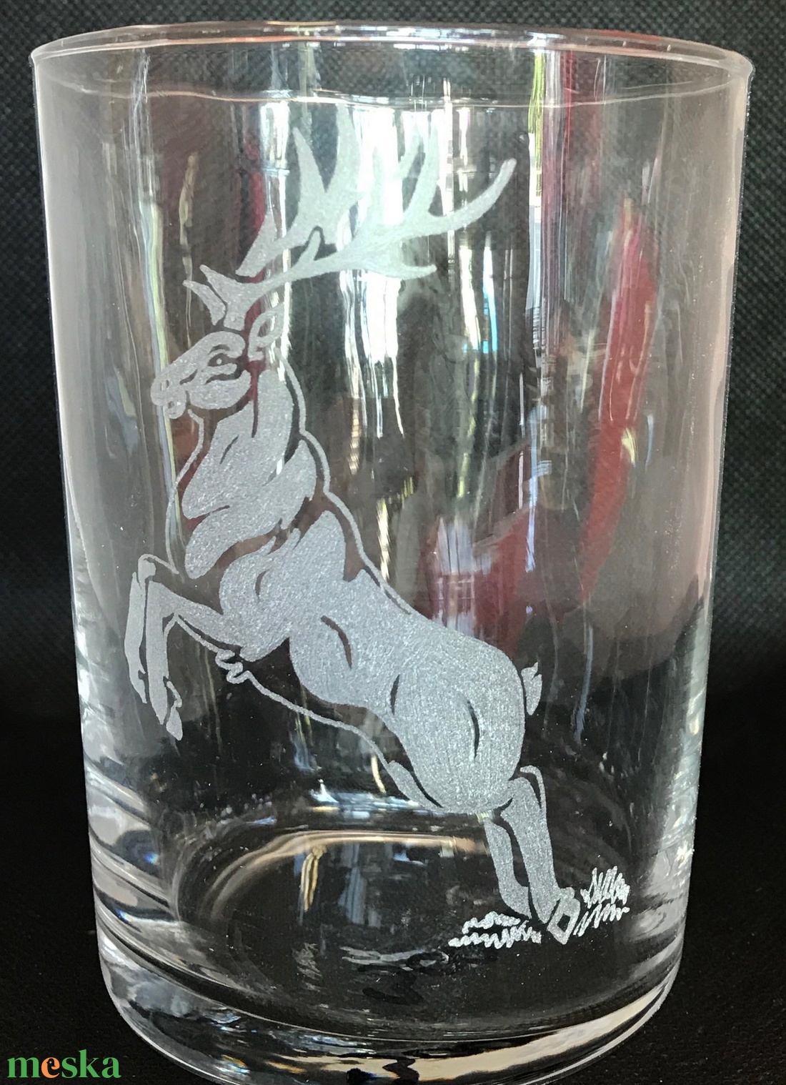 Szarvas - gravírozott üvegpohár - otthon & életmód - konyhafelszerelés, tálalás - tálalás - pohár - Meska.hu