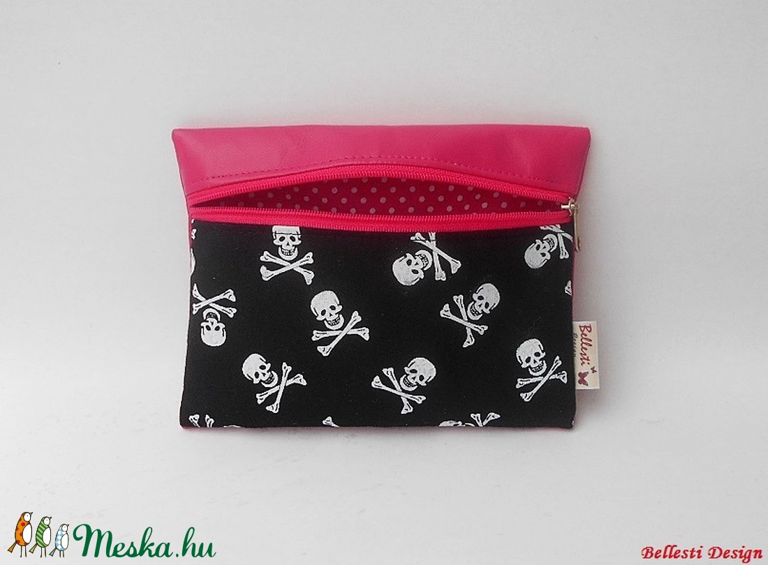Koponya mintás pénztárca lányoknak - pink - táska & tok - pénztárca & más tok - pénztárca - Meska.hu Koponya mintás pénztárca lányoknak - pink - táska & tok - pénztárca & más tok - pénztárca - Meska.hu