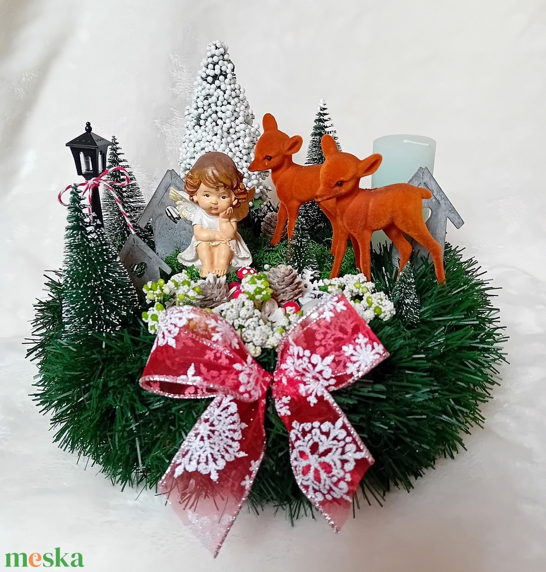Karácsonyi koszorú, asztaldísz - Angyalka őzikékkel - karácsony - adventi díszek - adventi koszorú - Meska.hu Karácsonyi koszorú, asztaldísz - Angyalka őzikékkel - karácsony - adventi díszek - adventi koszorú - Meska.hu
