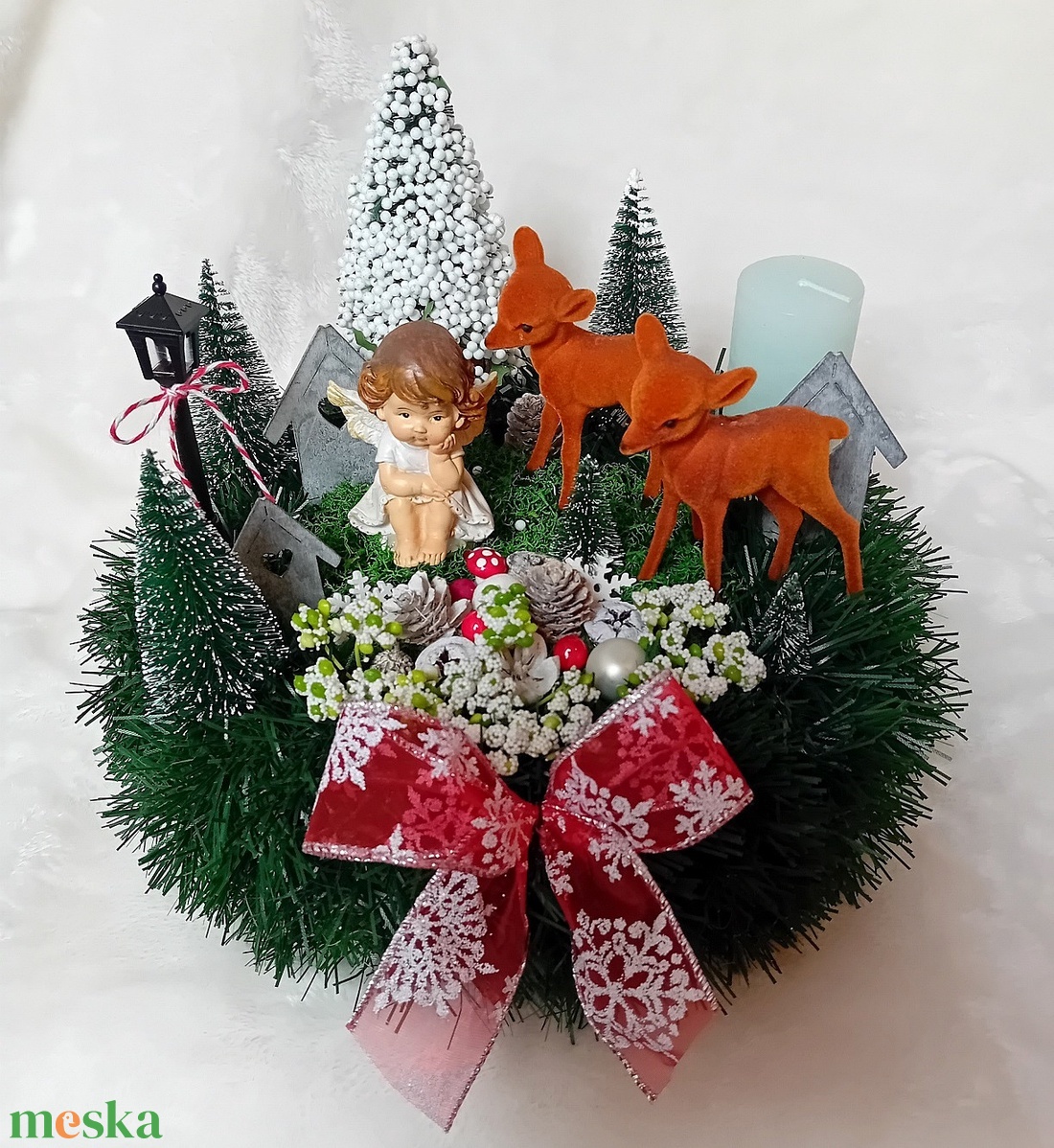Karácsonyi koszorú, asztaldísz - Angyalka őzikékkel - karácsony - adventi díszek - adventi koszorú - Meska.hu Karácsonyi koszorú, asztaldísz - Angyalka őzikékkel - karácsony - adventi díszek - adventi koszorú - Meska.hu