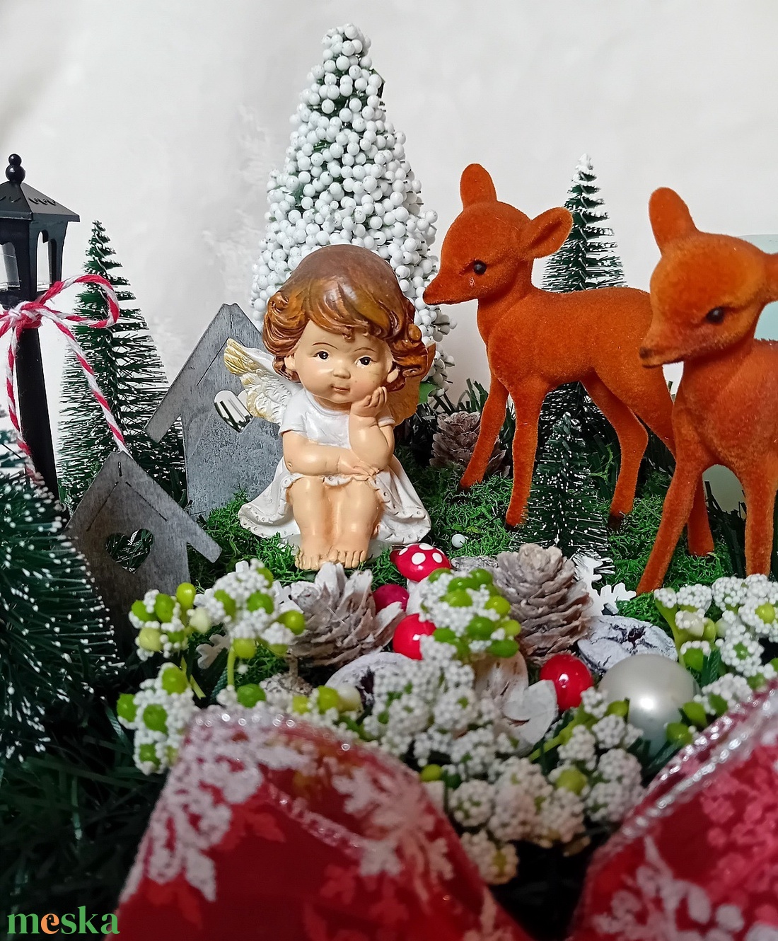 Karácsonyi koszorú, asztaldísz - Angyalka őzikékkel - karácsony - adventi díszek - adventi koszorú - Meska.hu Karácsonyi koszorú, asztaldísz - Angyalka őzikékkel - karácsony - adventi díszek - adventi koszorú - Meska.hu