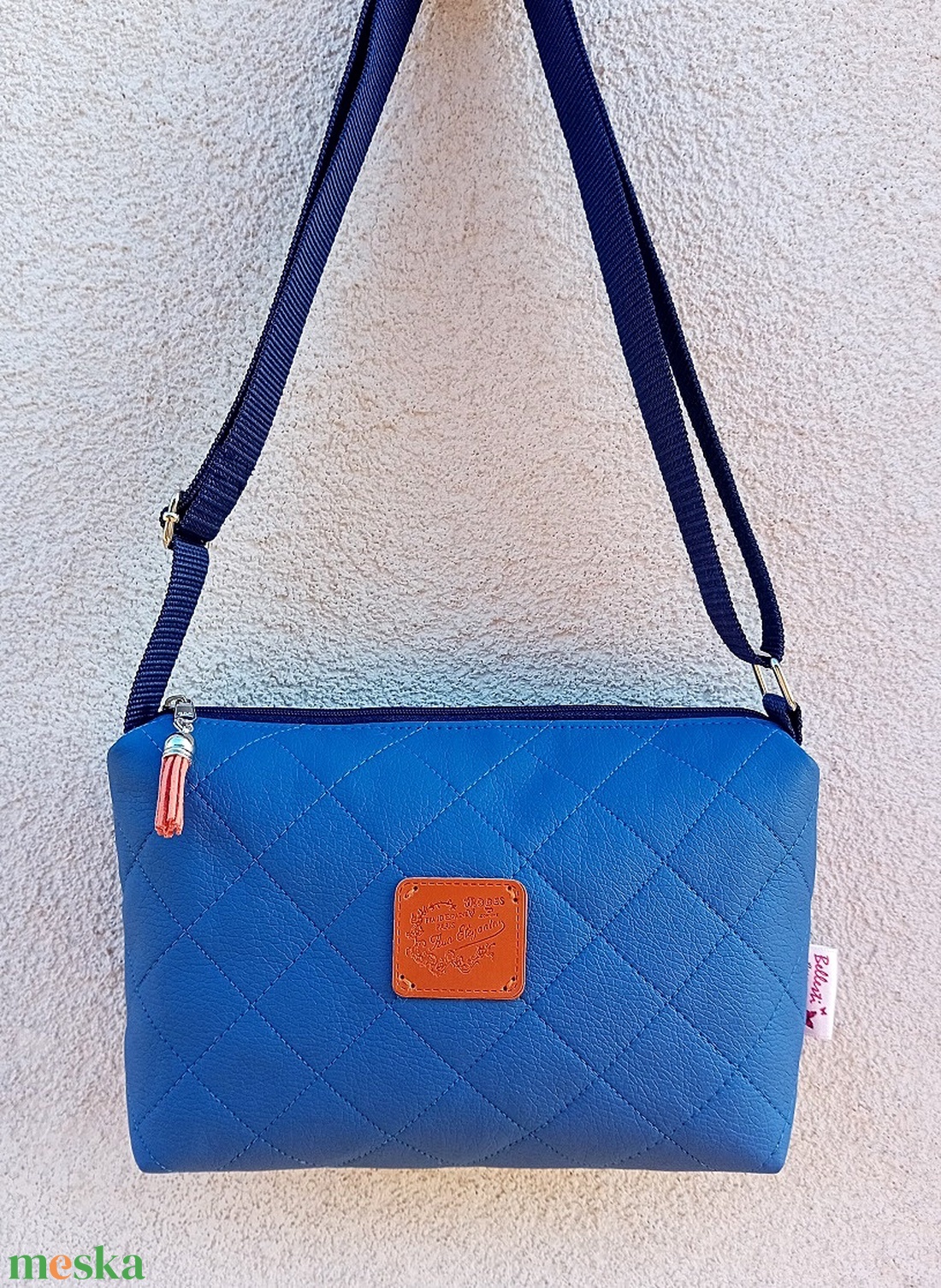 Kék női válltáska steppelt mintával 23x16 cm - táska & tok - kézitáska & válltáska - vállon átvethető táska - Meska.hu