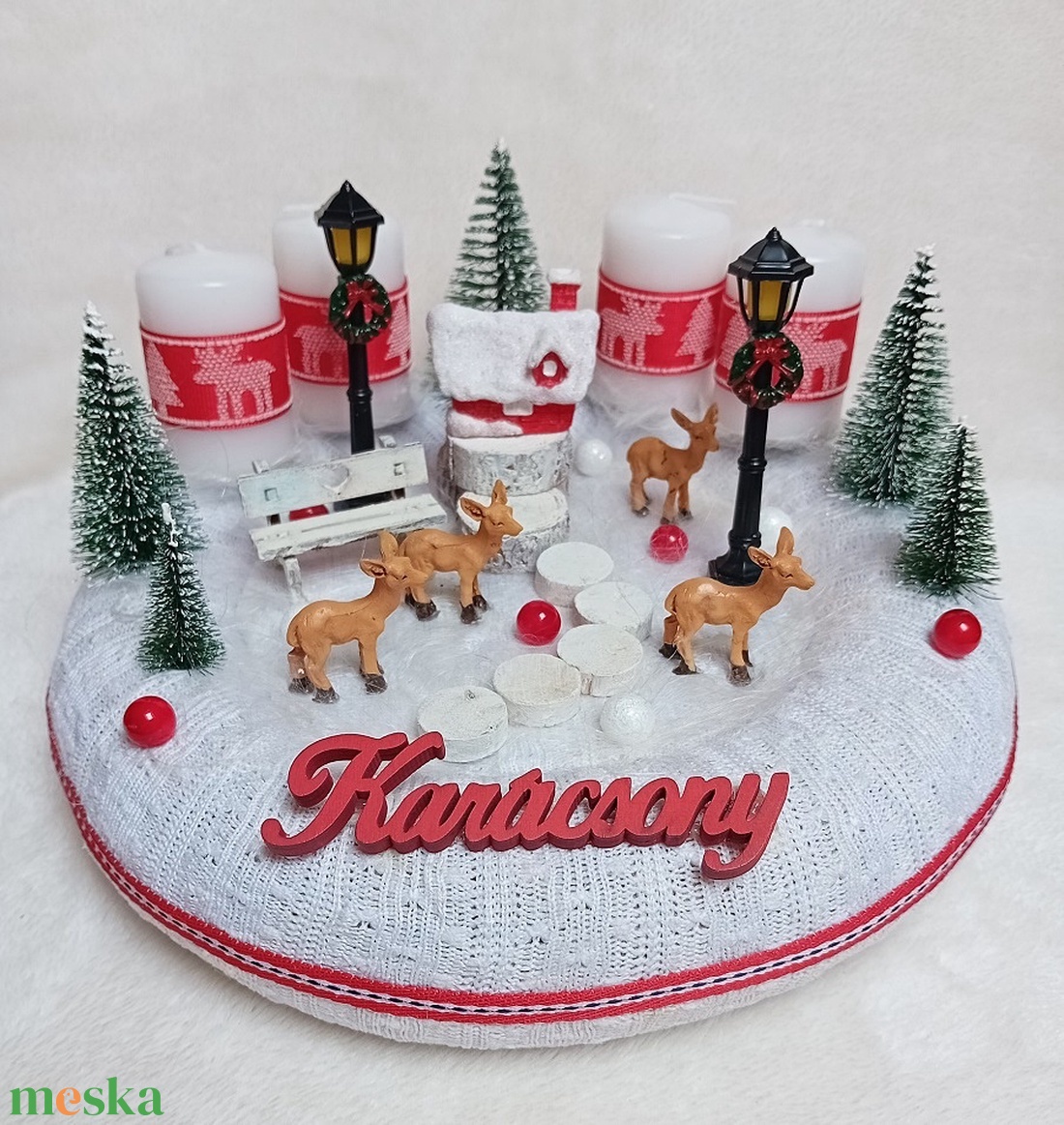 Adventi, karácsonyi koszorú, asztaldísz - Őzikék a hóban - karácsony - adventi díszek - adventi koszorú - Meska.hu Adventi, karácsonyi koszorú, asztaldísz - Őzikék a hóban - karácsony - adventi díszek - adventi koszorú - Meska.hu