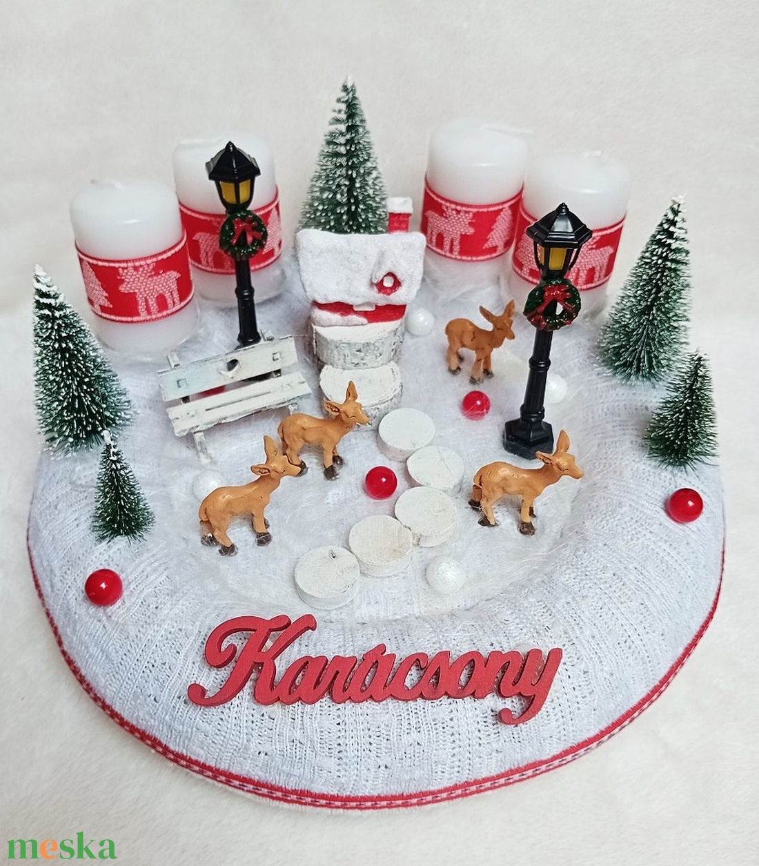 Adventi, karácsonyi koszorú, asztaldísz - Őzikék a hóban - karácsony - adventi díszek - adventi koszorú - Meska.hu Adventi, karácsonyi koszorú, asztaldísz - Őzikék a hóban - karácsony - adventi díszek - adventi koszorú - Meska.hu