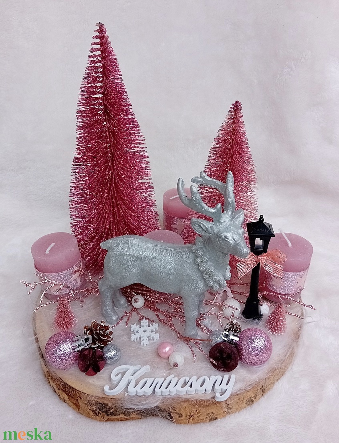 Karácsonyi, adventi asztaldísz szarvassal - pink, ezüst - karácsony - adventi díszek - adventi asztaldísz - Meska.hu Karácsonyi, adventi asztaldísz szarvassal - pink, ezüst - karácsony - adventi díszek - adventi asztaldísz - Meska.hu