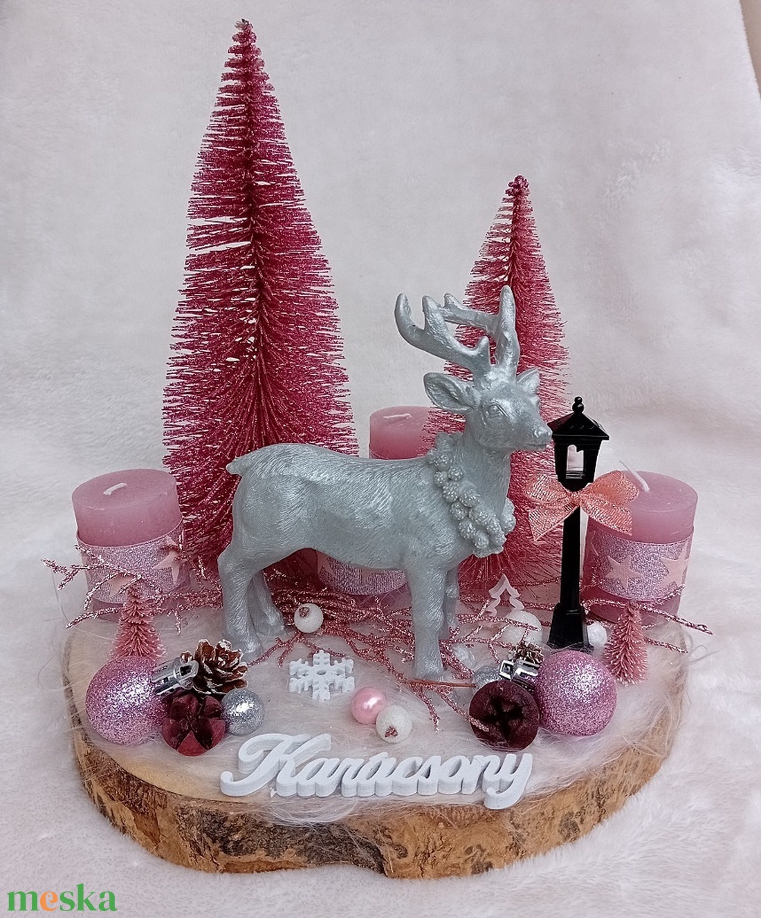 Karácsonyi, adventi asztaldísz szarvassal - pink, ezüst - karácsony - adventi díszek - adventi asztaldísz - Meska.hu Karácsonyi, adventi asztaldísz szarvassal - pink, ezüst - karácsony - adventi díszek - adventi asztaldísz - Meska.hu