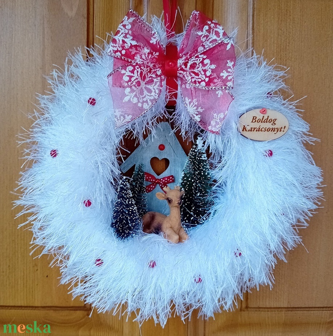 Téli, karácsonyi ajtódísz, kopogtató - őzikés, fehér - karácsony - adventi díszek - adventi ajtódísz - Meska.hu Téli, karácsonyi ajtódísz, kopogtató - őzikés, fehér - karácsony - adventi díszek - adventi ajtódísz - Meska.hu