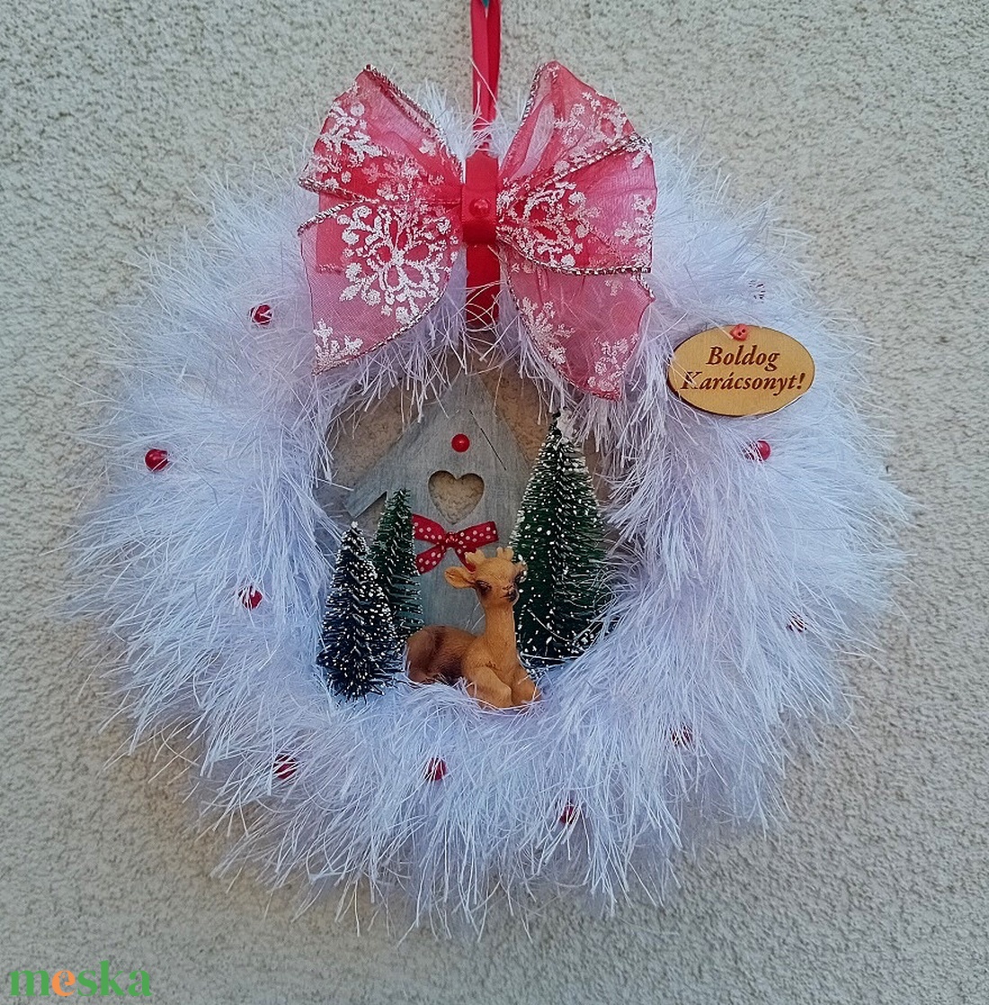 Téli, karácsonyi ajtódísz, kopogtató - őzikés, fehér - karácsony - adventi díszek - adventi ajtódísz - Meska.hu Téli, karácsonyi ajtódísz, kopogtató - őzikés, fehér - karácsony - adventi díszek - adventi ajtódísz - Meska.hu