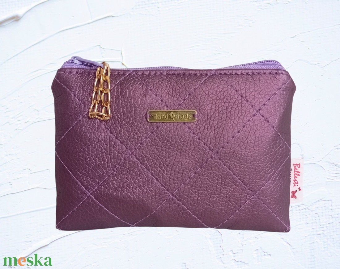 Metál lila női válltáska és pénztárca szett steppelt mintával 23x15 cm - táska & tok - táska szett - Meska.hu