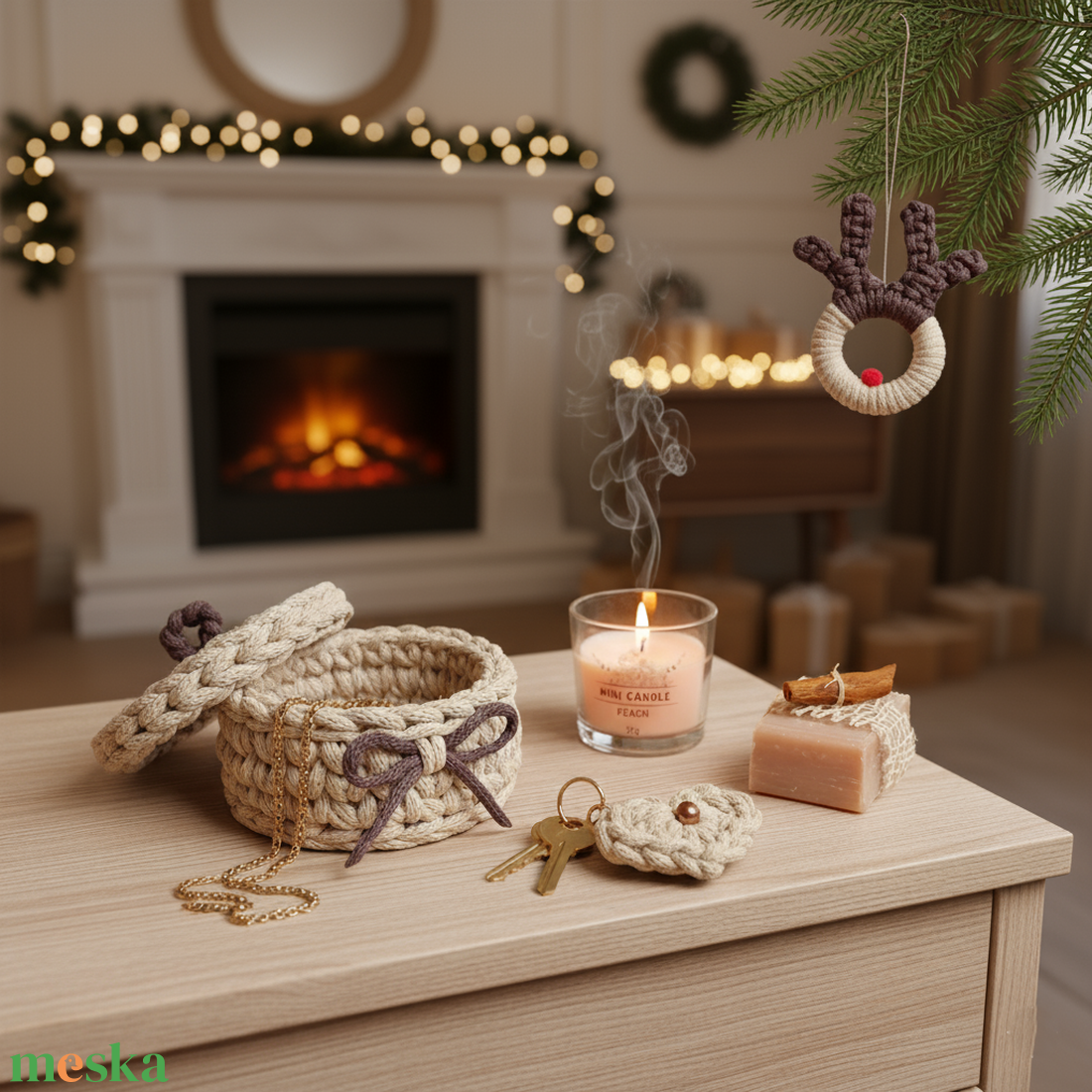 Karácsonyi kényeztető szett, drapp - otthon & életmód - tárolás & rendszerezés - tárolókosár - Meska.hu