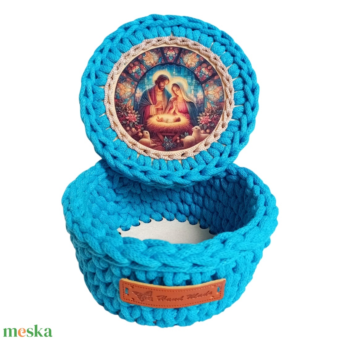 Karácsonyi horgolt fedeles kosárka, Betlehem, kék - otthon & életmód - tárolás & rendszerezés - tárolókosár - Meska.hu Karácsonyi horgolt fedeles kosárka, Betlehem, kék - otthon & életmód - tárolás & rendszerezés - tárolókosár - Meska.hu