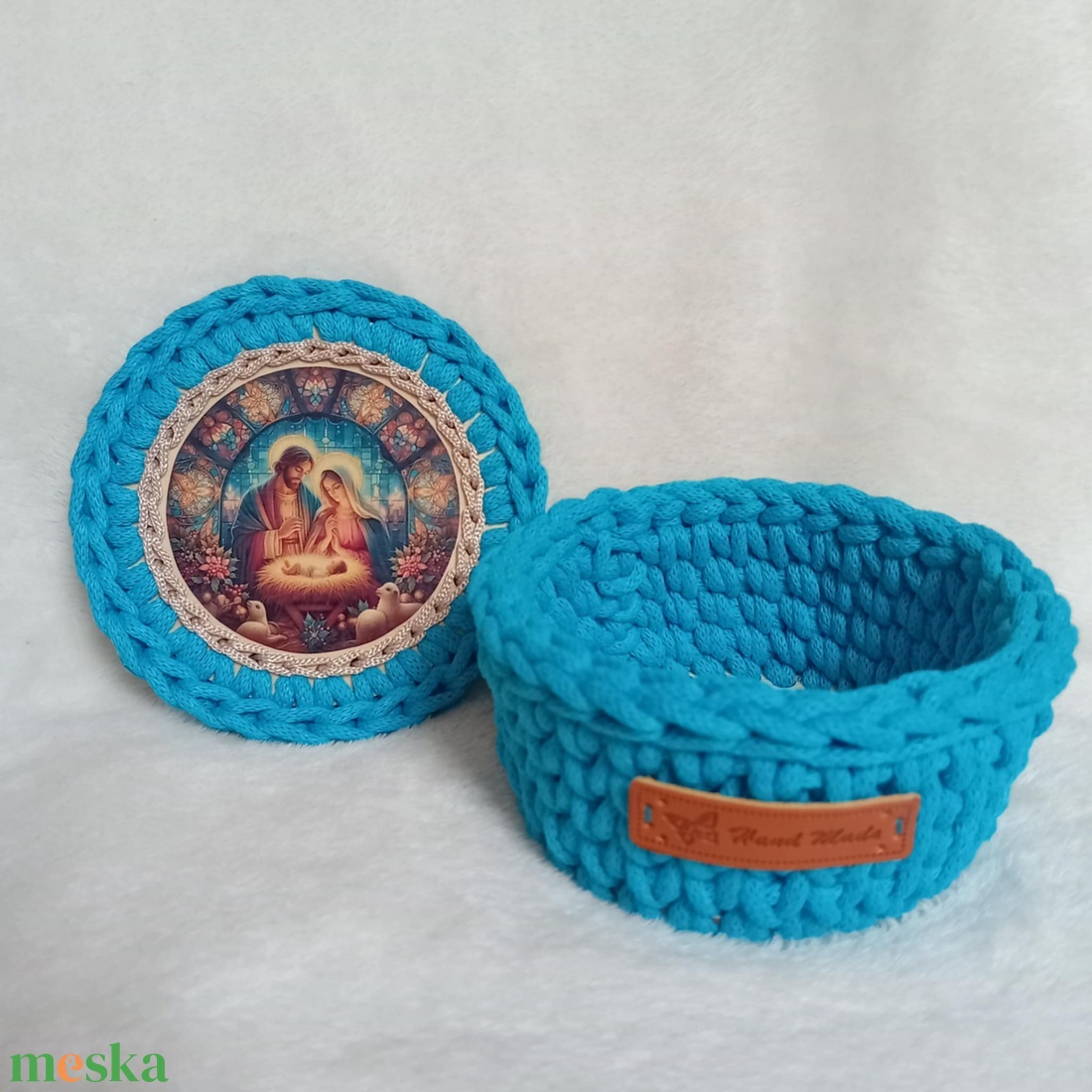 Karácsonyi horgolt fedeles kosárka, Betlehem, kék - otthon & életmód - tárolás & rendszerezés - tárolókosár - Meska.hu Karácsonyi horgolt fedeles kosárka, Betlehem, kék - otthon & életmód - tárolás & rendszerezés - tárolókosár - Meska.hu