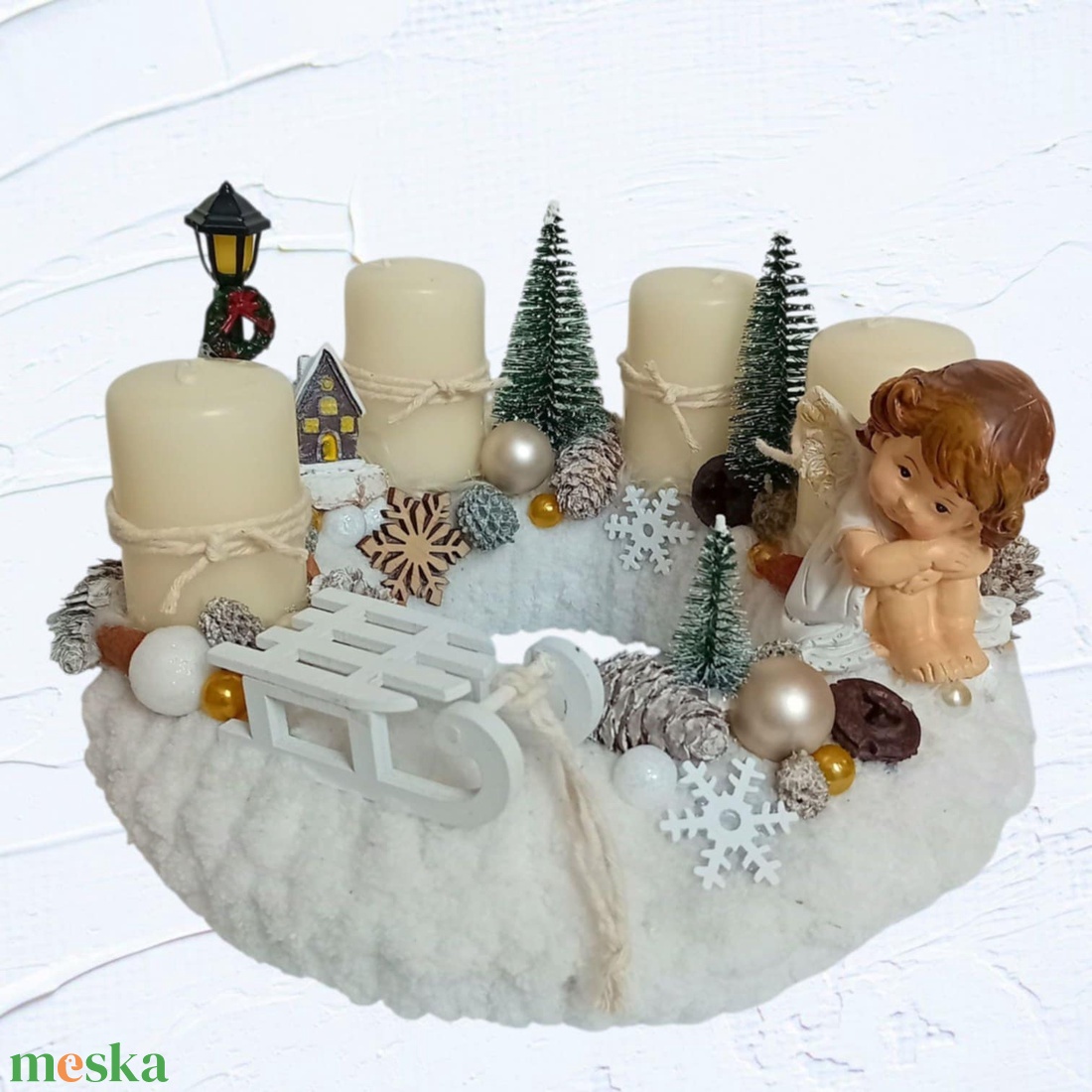 Adventi, karácsonyi koszorú kerámia angyalkával - karácsony - adventi díszek - adventi koszorú - Meska.hu Adventi, karácsonyi koszorú kerámia angyalkával - karácsony - adventi díszek - adventi koszorú - Meska.hu