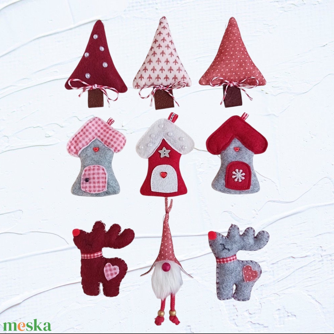 Karácsonyfadíszek filcből - I. - karácsony - karácsonyi lakásdekoráció - karácsonyfadíszek - Meska.hu