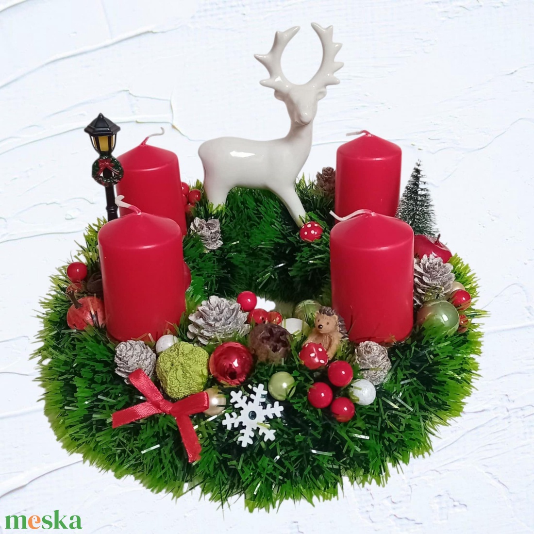 Erdei adventi, karácsonyi koszorú - karácsony - adventi díszek - adventi koszorú - Meska.hu