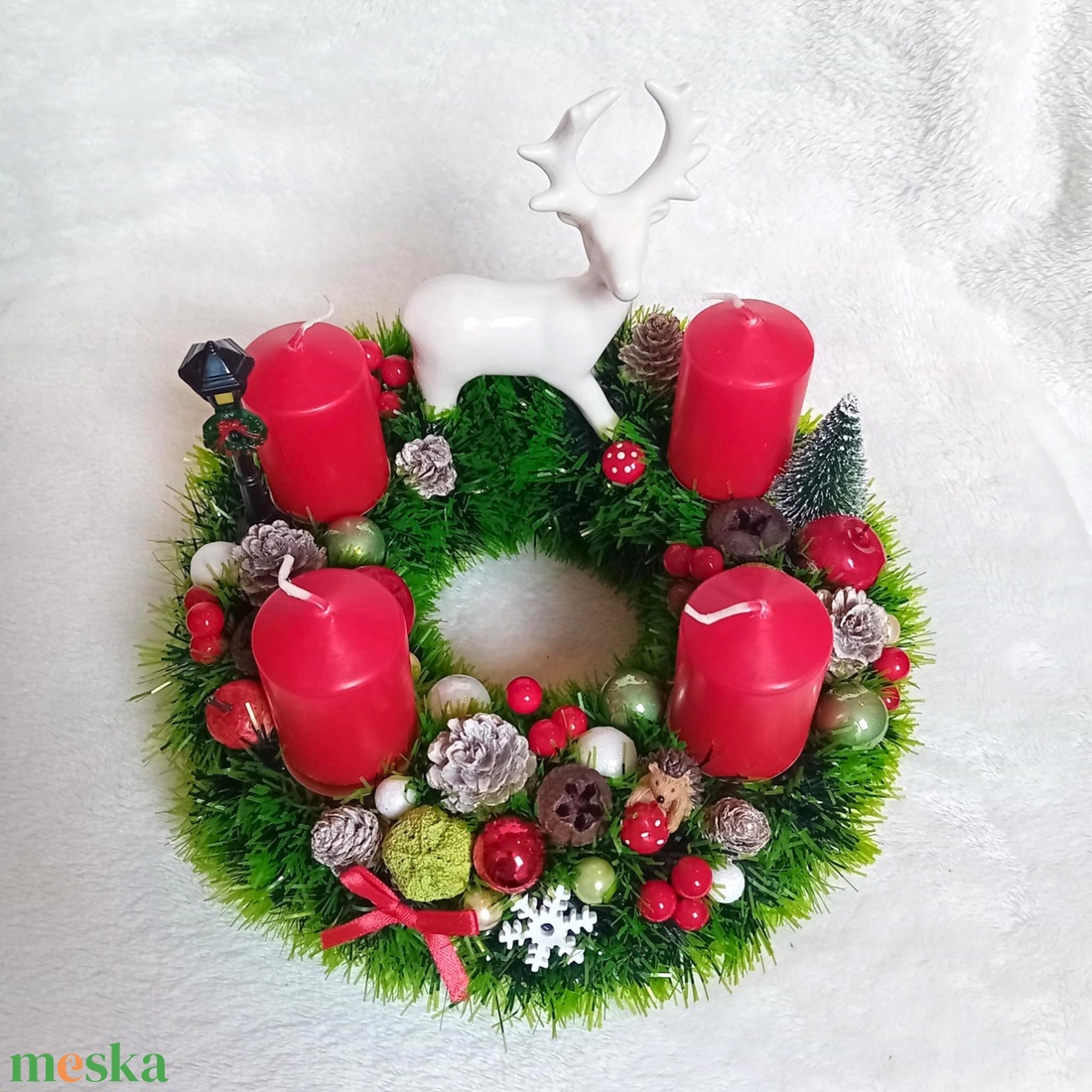 Erdei adventi, karácsonyi koszorú - karácsony - adventi díszek - adventi koszorú - Meska.hu