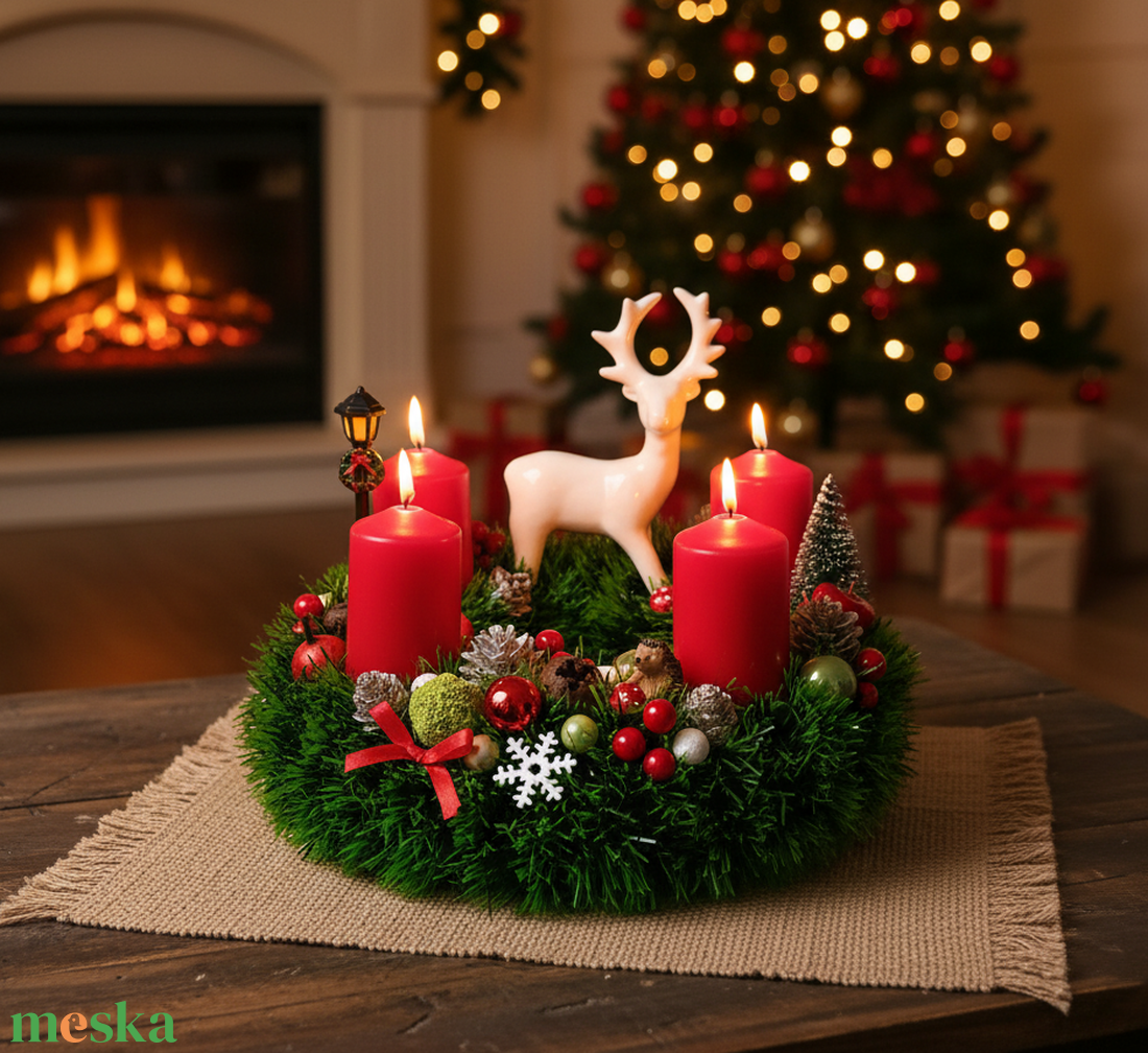Erdei adventi, karácsonyi koszorú - karácsony - adventi díszek - adventi koszorú - Meska.hu