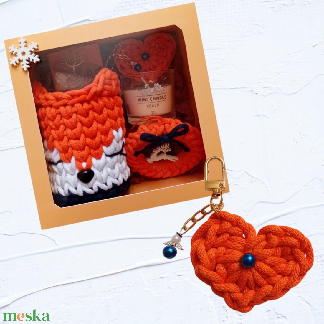 Cuki róka karácsonyi ajándékszett, narancssárga - otthon & életmód - tárolás & rendszerezés - tárolókosár - Meska.hu