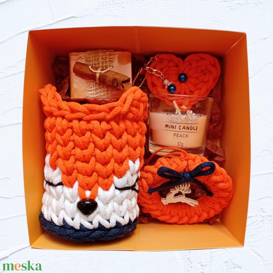 Cuki róka karácsonyi ajándékszett, narancssárga - otthon & életmód - tárolás & rendszerezés - tárolókosár - Meska.hu