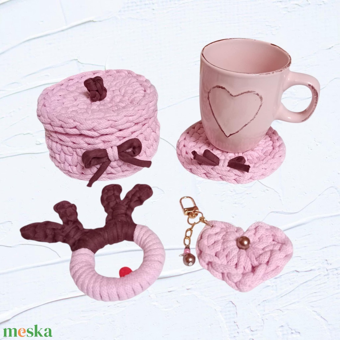 Meghitt Karácsony Ajándékszett, rózsaszín, bögrés - otthon & életmód - tárolás & rendszerezés - tárolókosár - Meska.hu