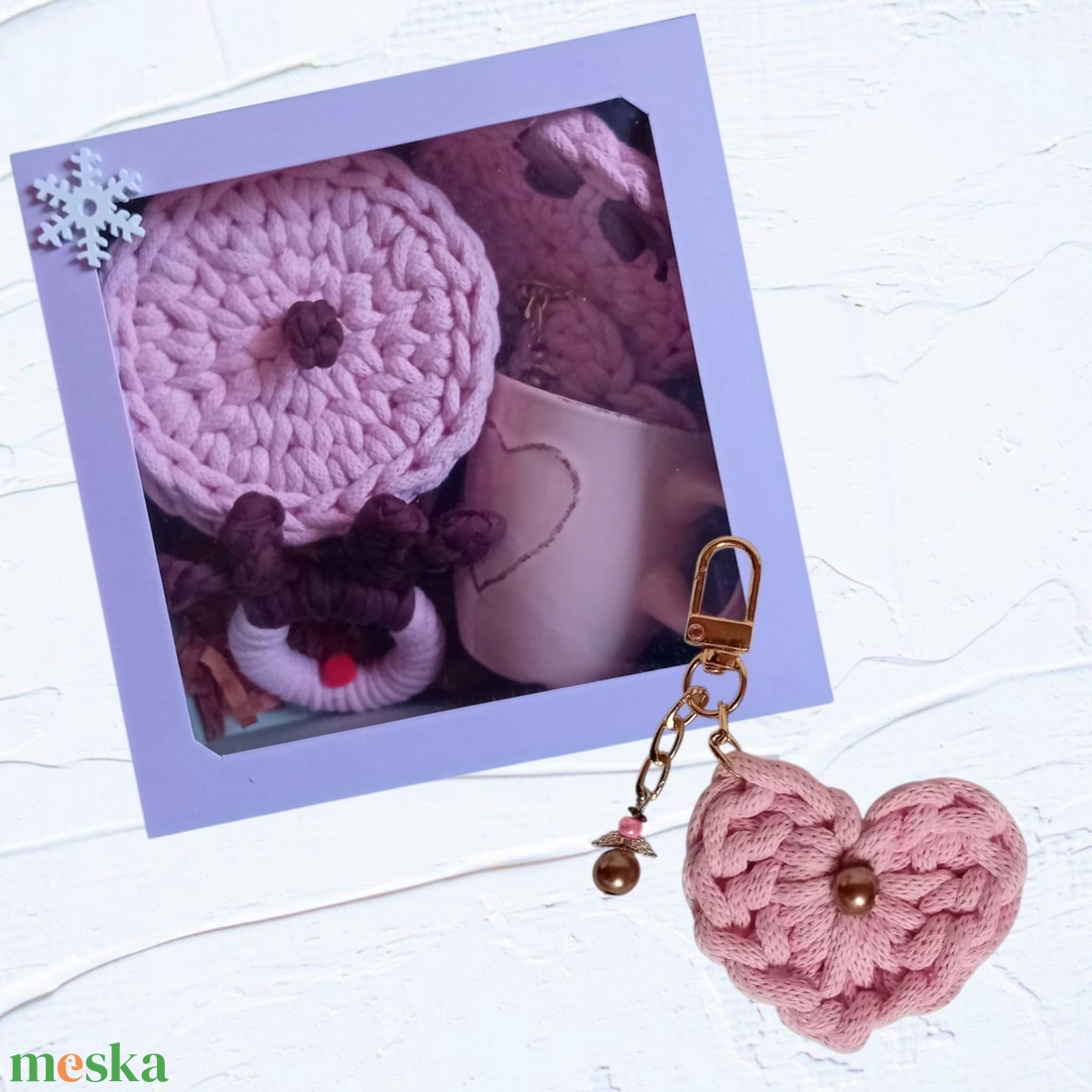 Meghitt Karácsony Ajándékszett, rózsaszín, bögrés - otthon & életmód - tárolás & rendszerezés - tárolókosár - Meska.hu