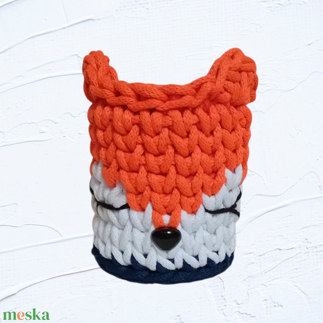 Horgolt róka kosárka  - otthon & életmód - tárolás & rendszerezés - tárolókosár - Meska.hu