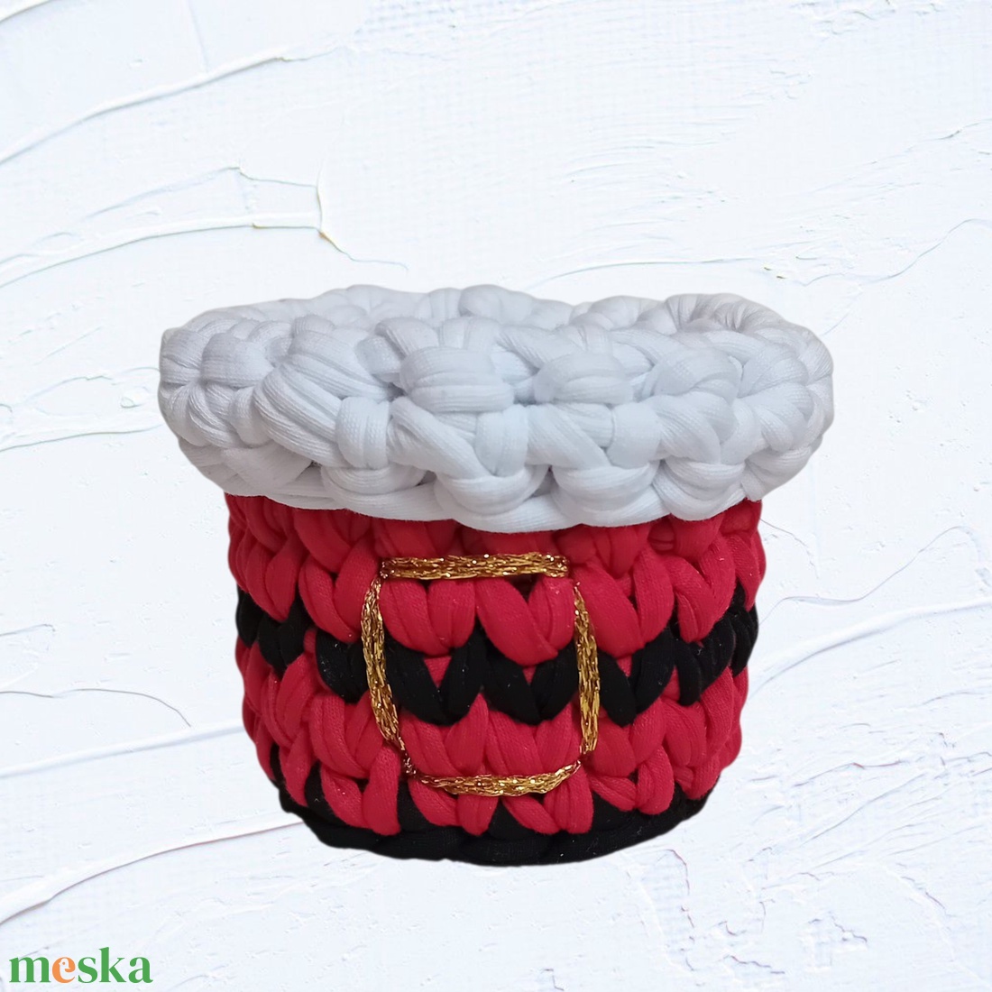 Horgolt mikulás puttony kosárka  - karácsony - mikulás - mikulás ajándékok - Meska.hu