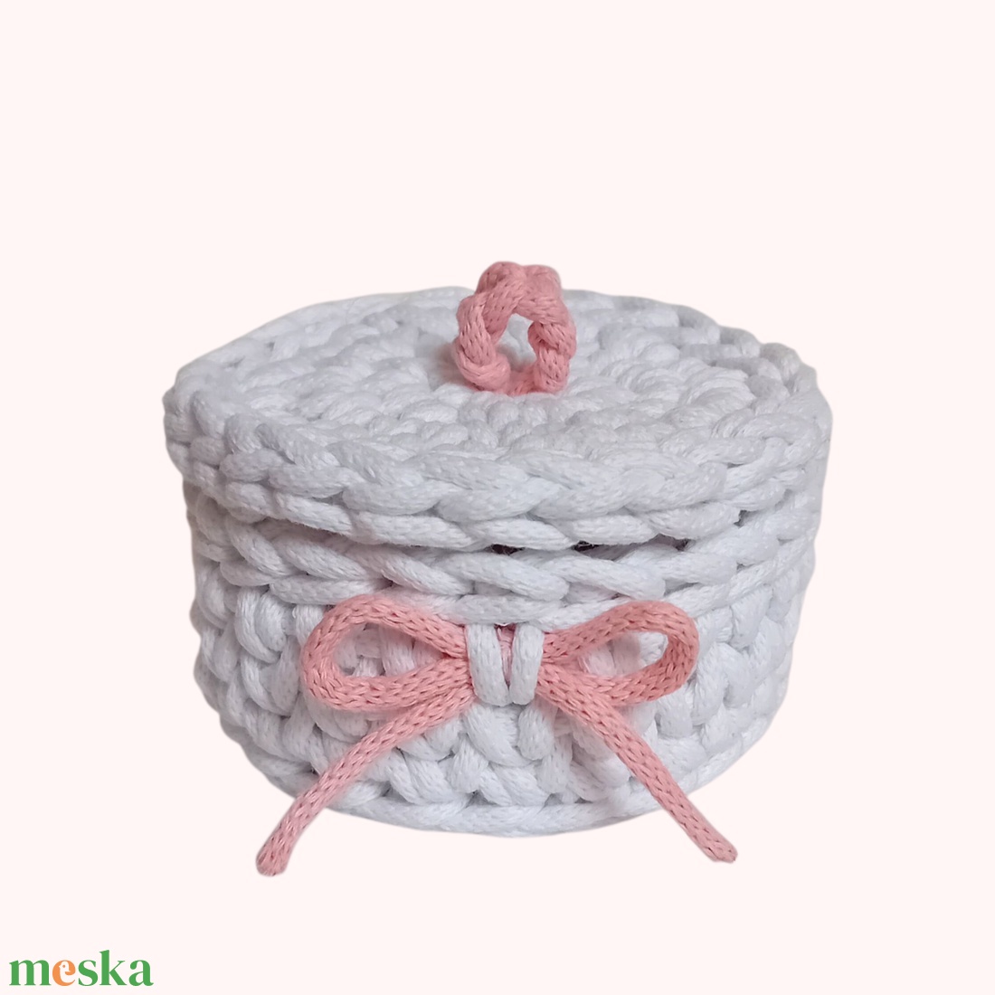 Horgolt ékszertartó fehér  - otthon & életmód - tárolás & rendszerezés - tárolókosár - Meska.hu