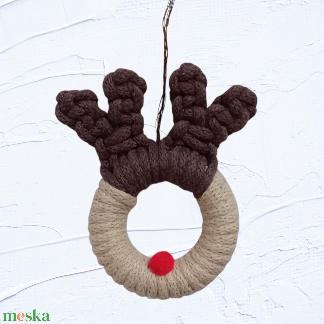 Rénszarvas makramé karácsonyfadíszek  - karácsony - karácsonyi lakásdekoráció - karácsonyfadíszek - Meska.hu