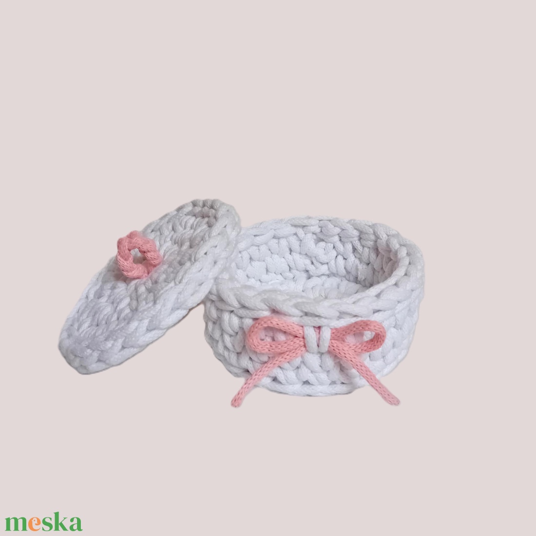 Horgolt ékszertartó fehér  - otthon & életmód - tárolás & rendszerezés - tárolókosár - Meska.hu