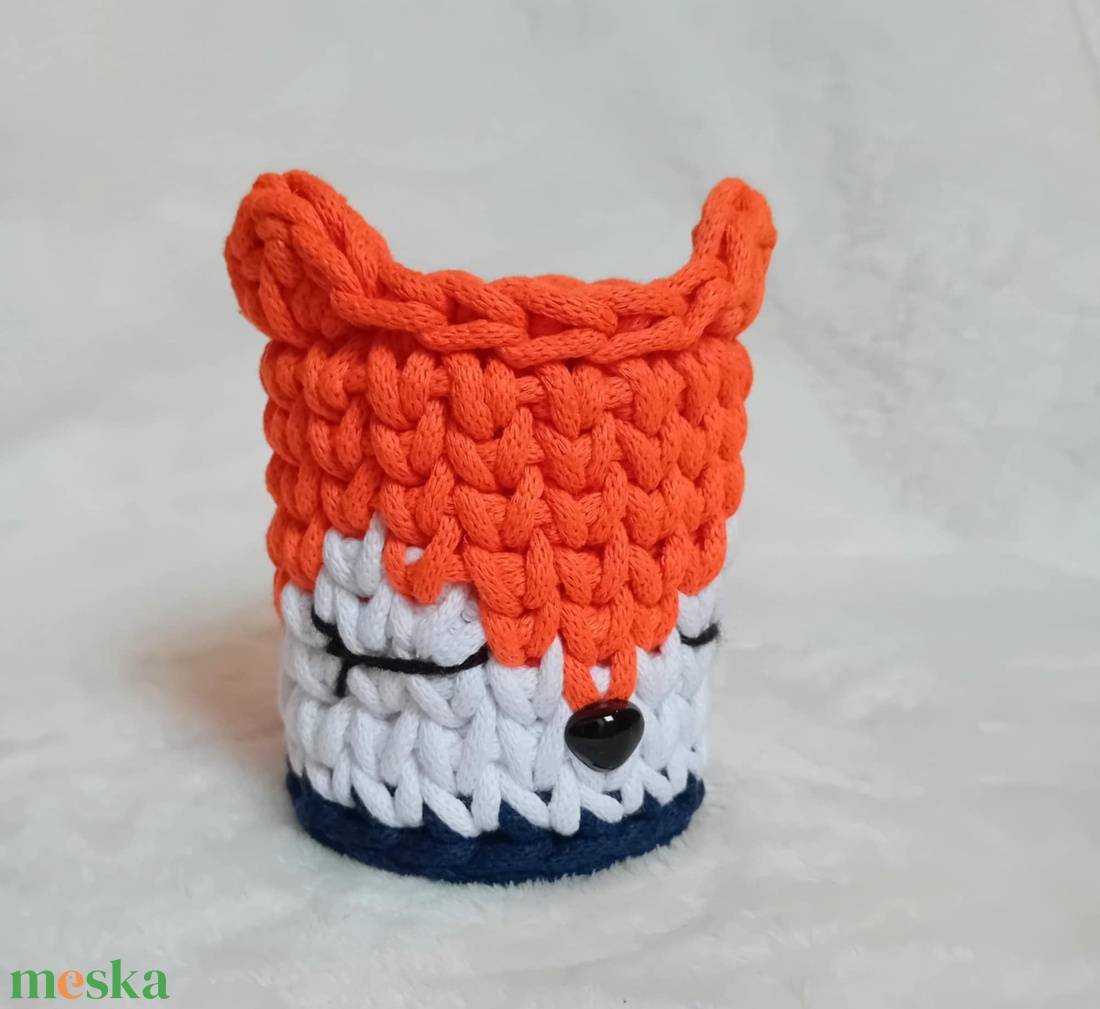 Horgolt róka kosárka  - otthon & életmód - tárolás & rendszerezés - tárolókosár - Meska.hu