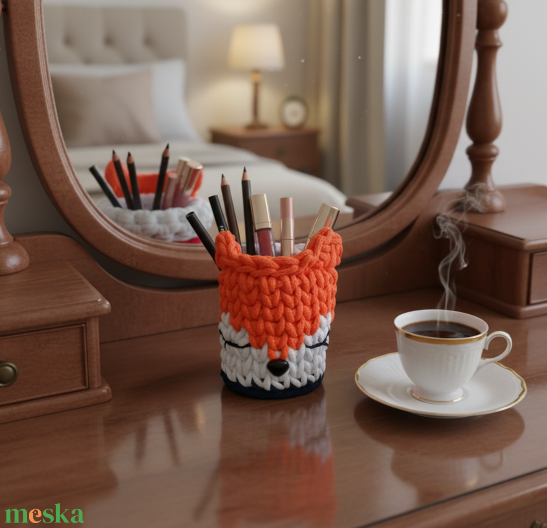 Horgolt róka kosárka  - otthon & életmód - tárolás & rendszerezés - tárolókosár - Meska.hu