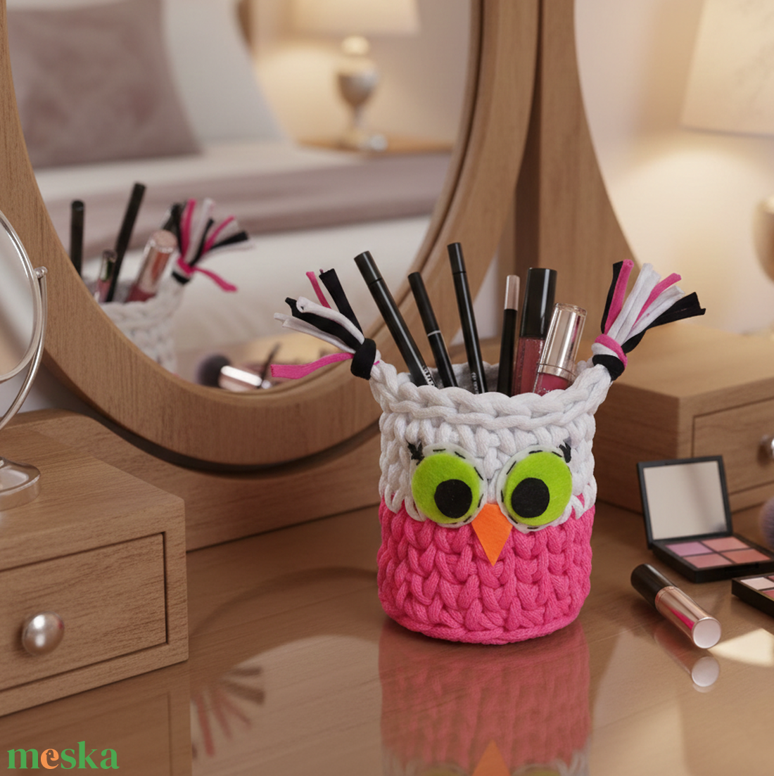 Horgolt bagoly kosárka  - otthon & életmód - tárolás & rendszerezés - tárolókosár - Meska.hu