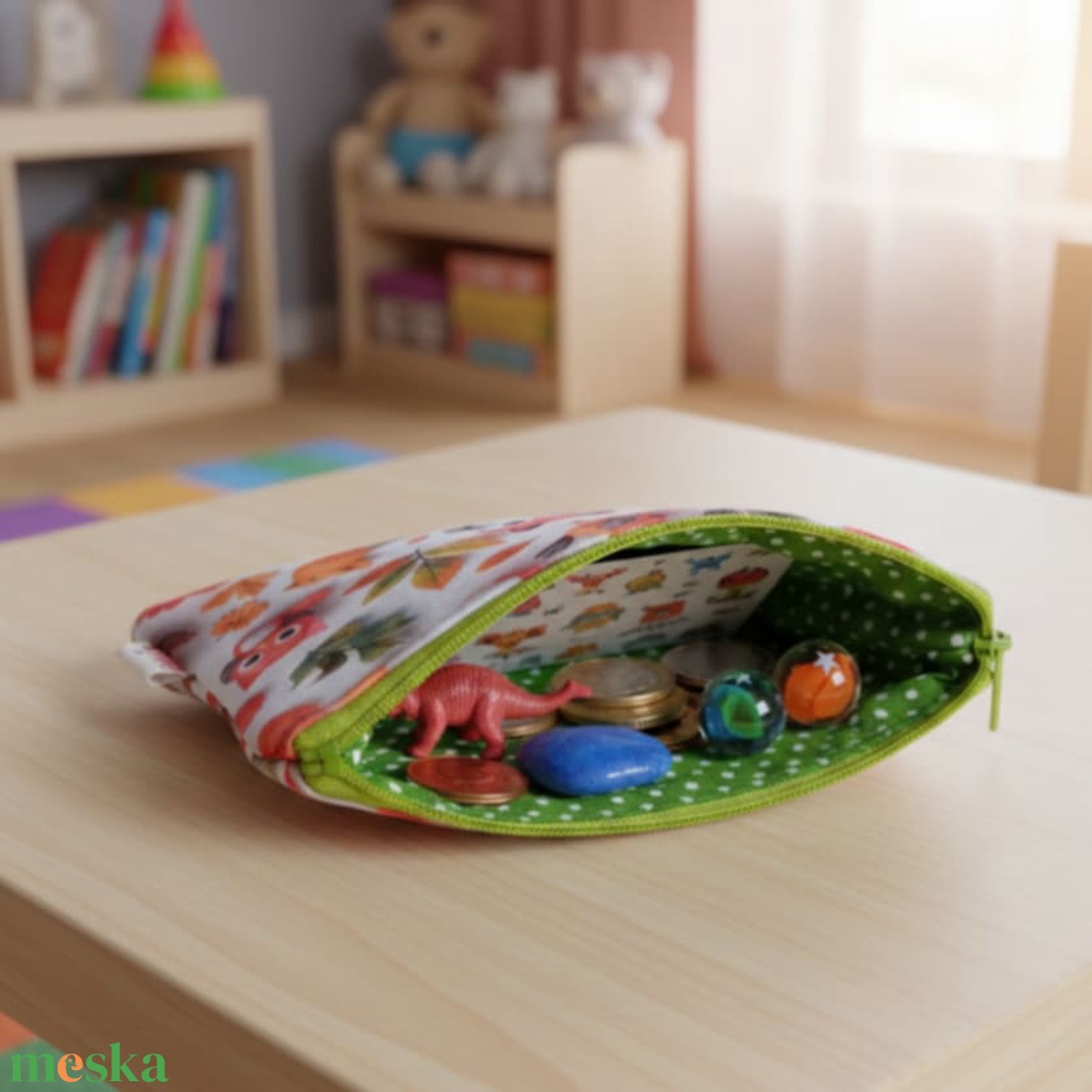 Bagoly mintás textil pénztárca gyerekeknek, narancs/zöld - táska & tok - pénztárca & más tok - pénztárca - gyerek pénztárca - Meska.hu