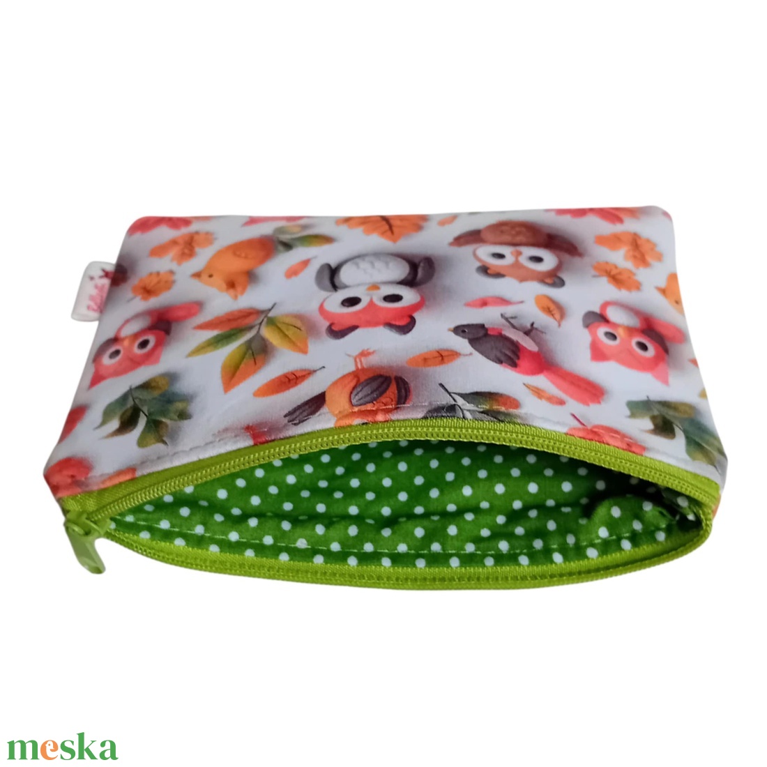 Bagoly mintás textil pénztárca gyerekeknek, narancs/zöld - táska & tok - pénztárca & más tok - pénztárca - gyerek pénztárca - Meska.hu