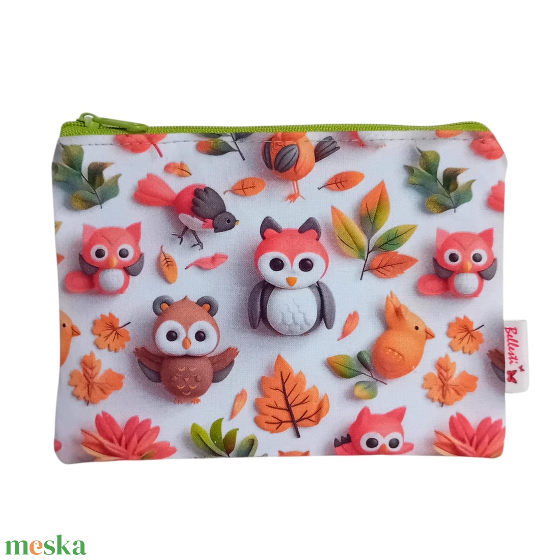 Bagoly mintás textil pénztárca gyerekeknek, narancs/zöld - táska & tok - pénztárca & más tok - pénztárca - gyerek pénztárca - Meska.hu