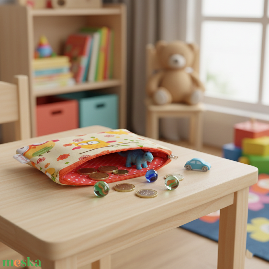 Bagoly mintás textil pénztárca gyerekeknek, sárga - táska & tok - pénztárca & más tok - pénztárca - gyerek pénztárca - Meska.hu