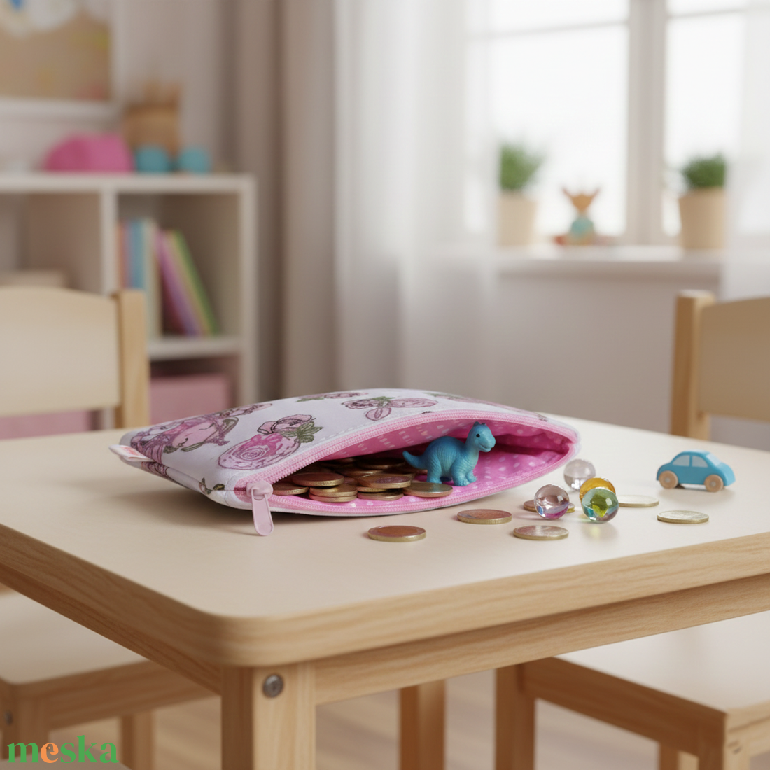 Nyuszi kislány mintás textil pénztárca gyerekeknek, rózsaszín - táska & tok - pénztárca & más tok - pénztárca - gyerek pénztárca - Meska.hu