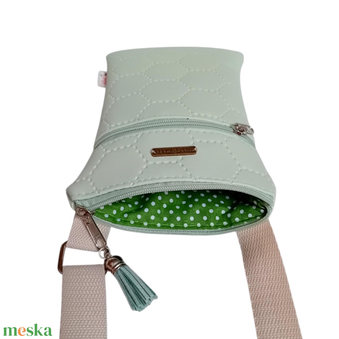 Mobiltelefon tartó válltáska, menta 13 x 20 cm - táska & tok - kézitáska & válltáska - vállon átvethető táska - Meska.hu