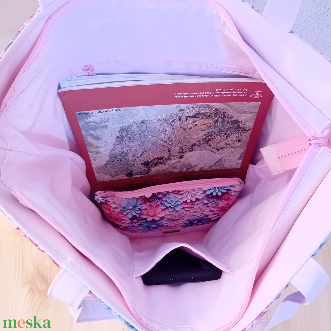 MAXI válltáska nagy pakolós táska neszesszer szett - rózsaszín - táska & tok - táska szett - Meska.hu