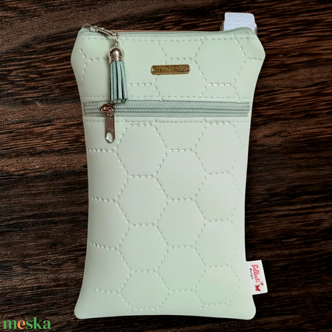 2in1 mobiltartó táska crossbody válltáska menta 13 x 20 cm - táska & tok - kézitáska & válltáska - vállon átvethető táska - Meska.hu