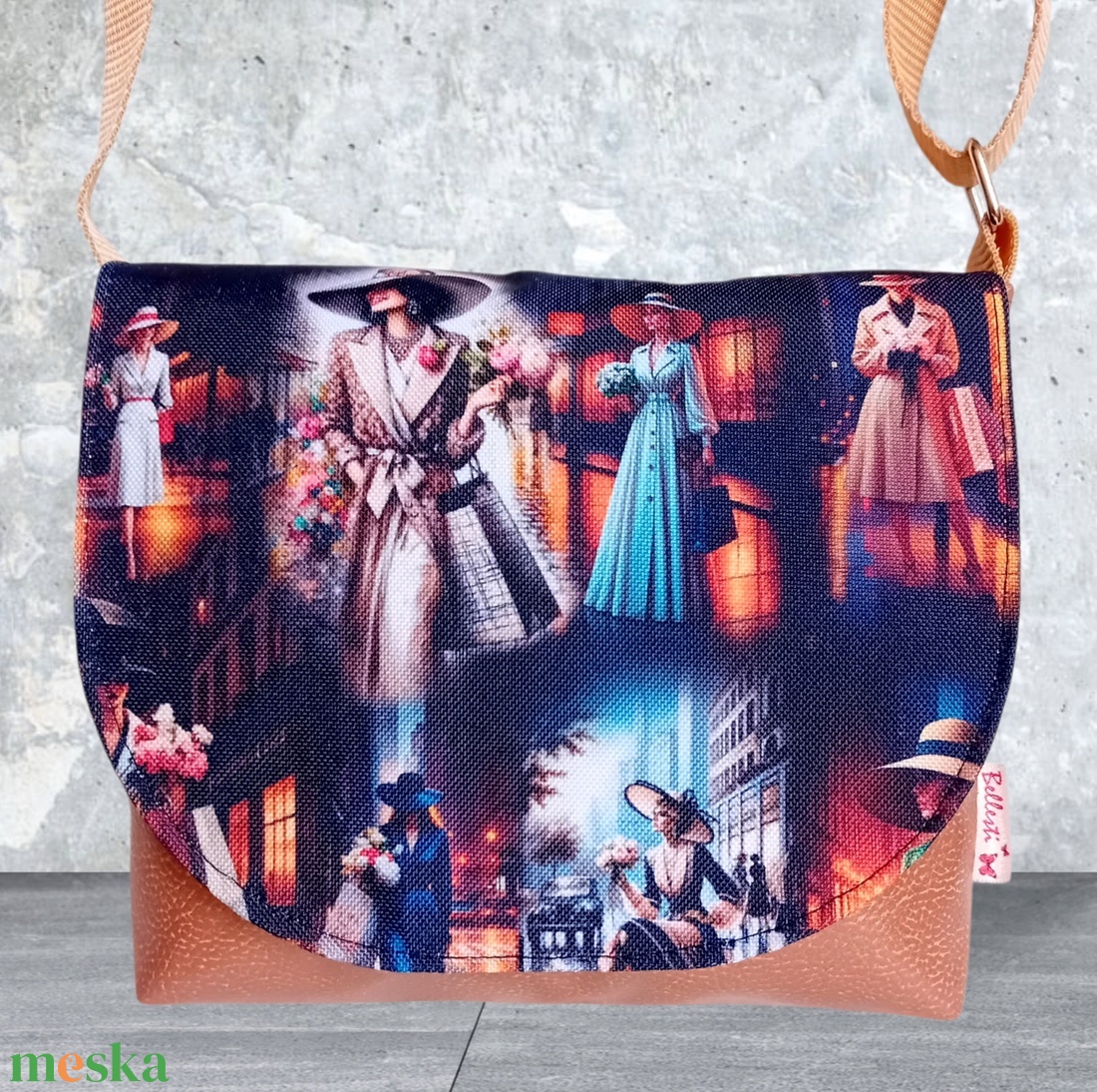 2in1 válltáska oldaltáska elegáns női mintával bronz 20x16 cm - táska & tok - kézitáska & válltáska - vállon átvethető táska - Meska.hu