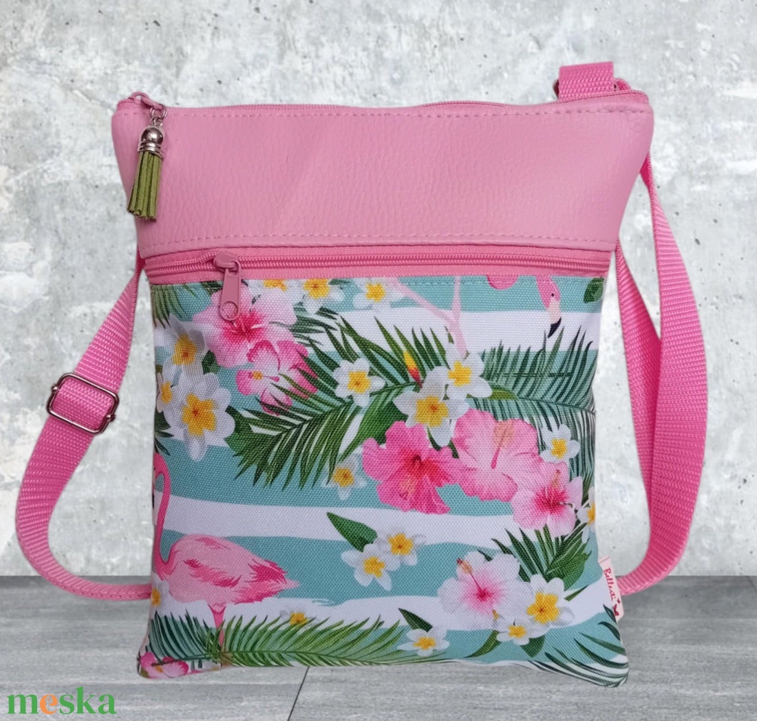 2in1 válltáska oldaltáska flamingó mintás - táska & tok - kézitáska & válltáska - vállon átvethető táska - Meska.hu