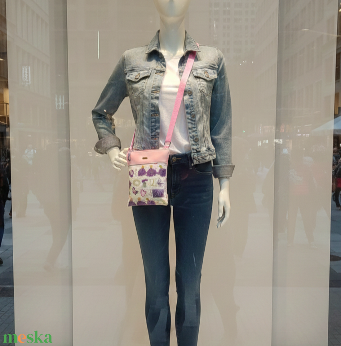 2in1 válltáska oldaltáska levendula mintás rózsaszín 20x23 cm - táska & tok - kézitáska & válltáska - vállon átvethető táska - Meska.hu