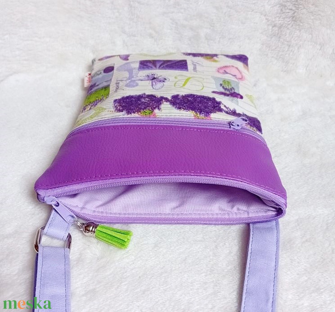 2in1 válltáska oldaltáska levendula mintás lila 20x23 cm - táska & tok - kézitáska & válltáska - vállon átvethető táska - Meska.hu