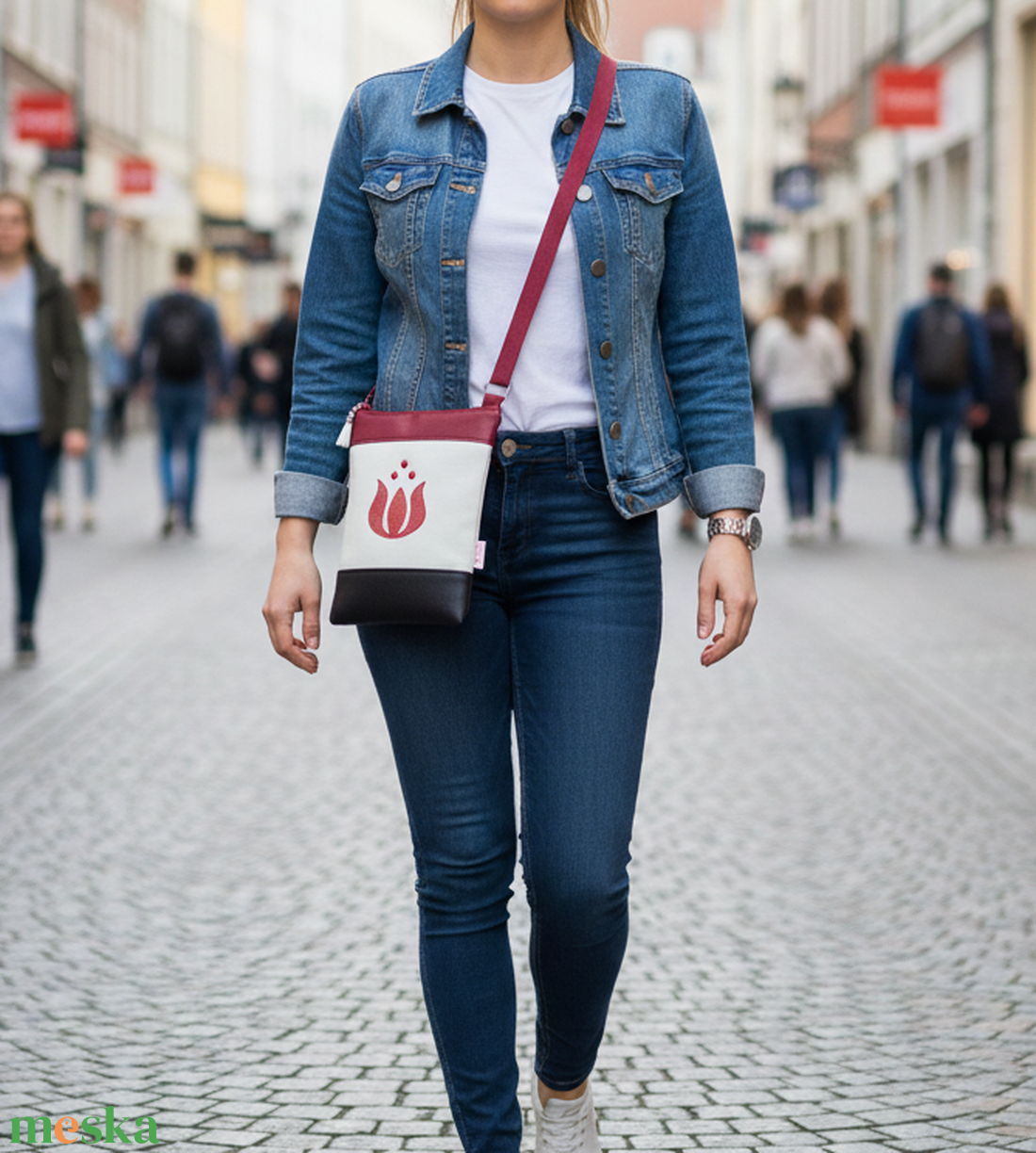 2in1 válltáska oldaltáska folklór mintás trikolor 20x23 cm - táska & tok - kézitáska & válltáska - vállon átvethető táska - Meska.hu