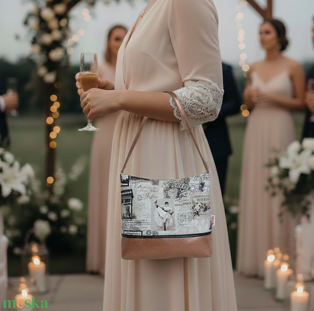 Alkalmi táska pénztárca szett bronz 23x18 cm - táska & tok - táska szett - Meska.hu