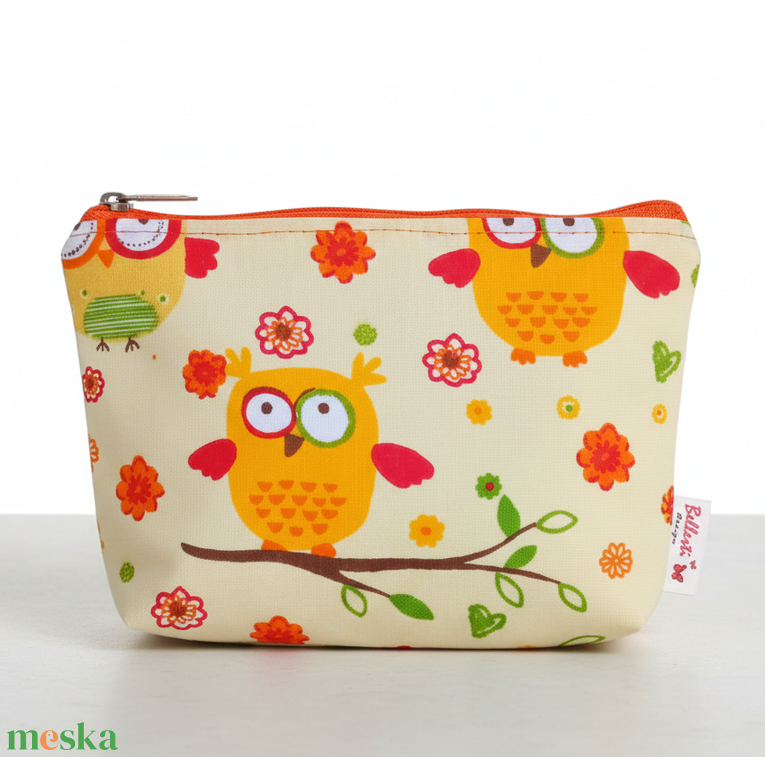 Gyerek pénztárca mütyürtartó textil bagoly mintás 16x12 cm - táska & tok - pénztárca & más tok - pénztárca - gyerek pénztárca - Meska.hu
